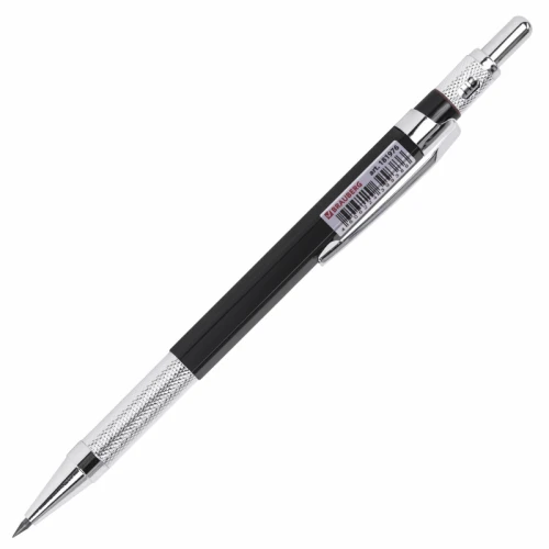 Карандаш механический BRAUBERG "METALLIC-X 20" 2 мм, цанговый, HB, металлический клип