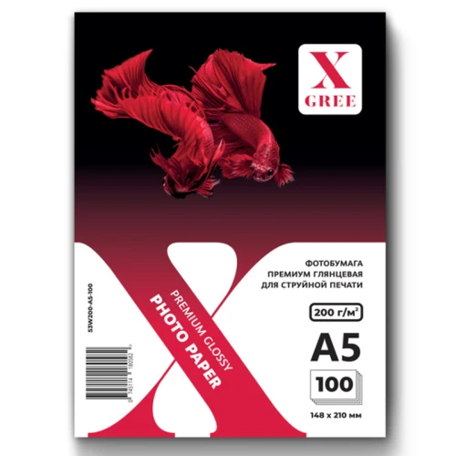 Фотобумага X-Gree "Premium" А5, 200 г/м2, глянцевая, односторонняя, 100 листов