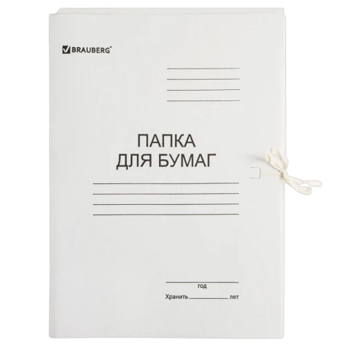 Папка с завязками BRAUBERG, А4 формат, немелованный, 300 г/м2, белая
