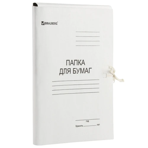 Папка с завязками BRAUBERG, А4 формат, немелованный, 300 г/м2, белая
