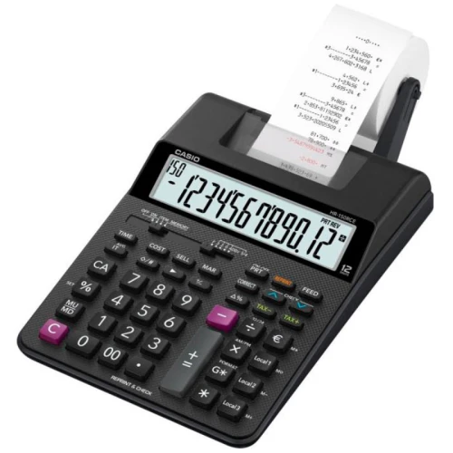 Калькулятор печатающий Casio HR-150RCE, 12 разрядов, лента 57 мм, печать 2 цвета, черный