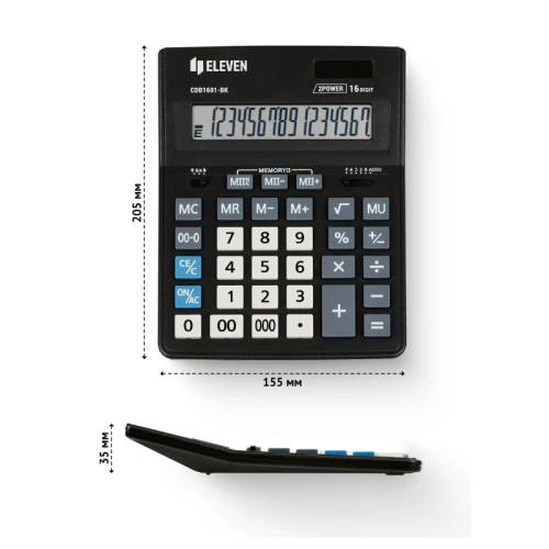 Калькулятор настольный Eleven Business Line CDB1601-BK, 16 разрядов, черный