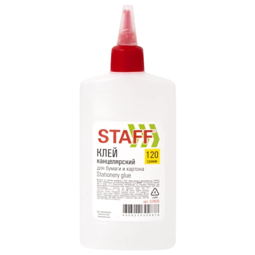 Клей канцелярский STAFF, с аппликатором, 120 гр