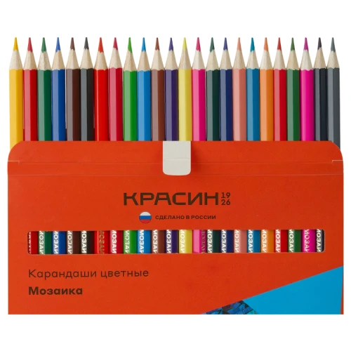 Карандаши цветные Красин "Мозаика" шестигранные, 24 цвета