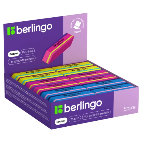 Ластик Berlingo "Spike" скошенный, 50*18*9 мм, ассорти