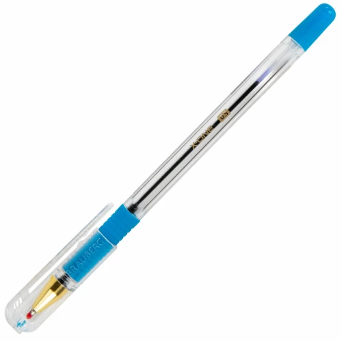 Ручка шариковая BRAUBERG "X-ONE" 0.5 мм, прозрачный корпус, синяя, 10 шт.