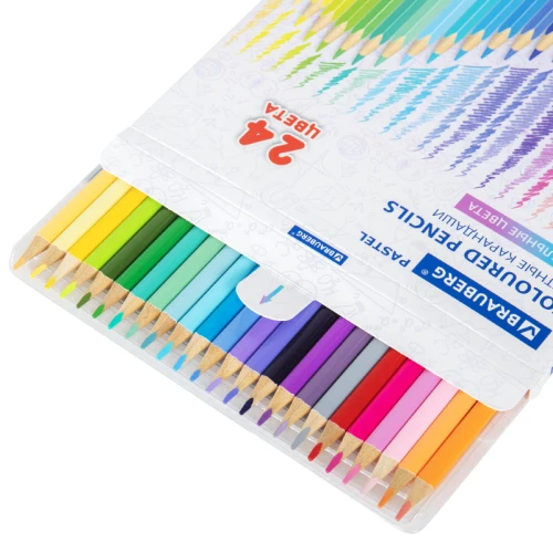 Карандаши цветные BRAUBERG "PASTEL" пастель, 24 цвета