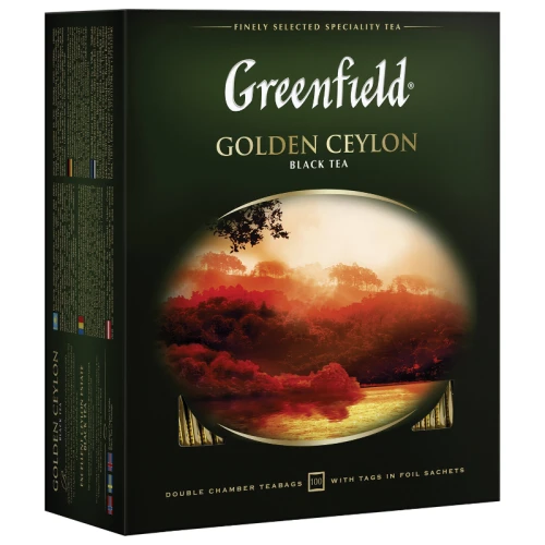 Чай GREENFIELD "Golden Ceylon" черный, 100 пакетиков