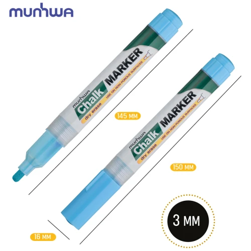 Маркер меловой MunHwa "Chalk Marker" круглый, 3 мм, голубой