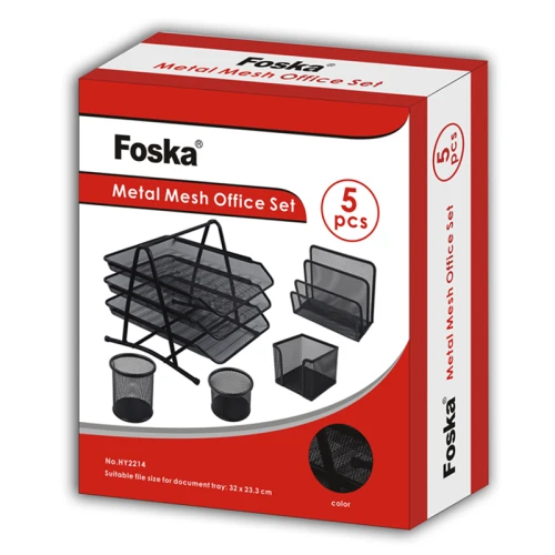Настольный набор Foska металл, сетчатый, 5 предметов, черный