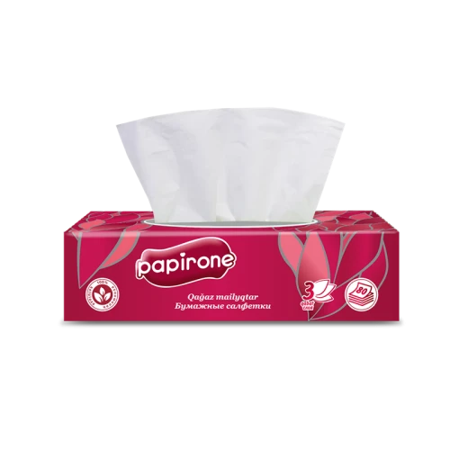 Салфетки бумажные Papirone 3-слойные, 20*20 см, белые, 80 листов