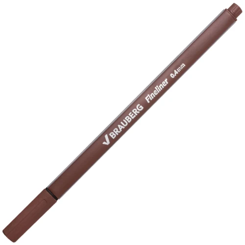 Ручка капиллярная BRAUBERG 0.4 мм, трехгранная, коричневая