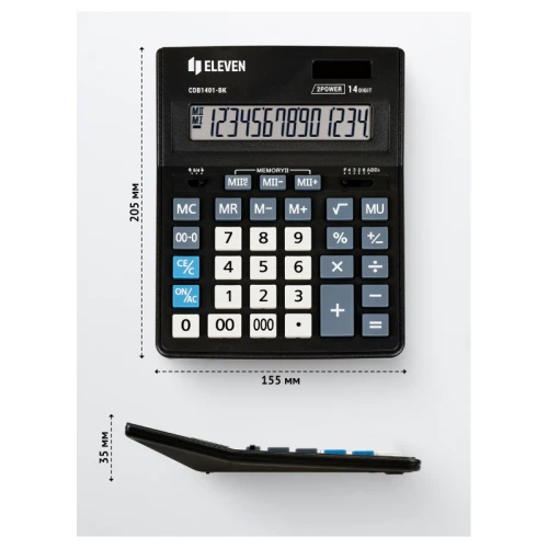 Калькулятор настольный Eleven Business Line CDB1401-BK, 14 разрядов, черный