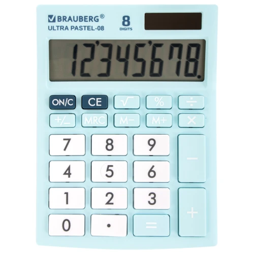 Калькулятор настольный BRAUBERG ULTRA PASTEL-08-LB, 8 разрядов, голубой