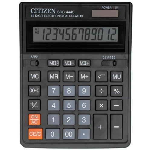 Калькулятор настольный Citizen SDC-444S, 12 разрядов, черный