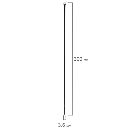 Хомут нейлоновый SONNEN, прочный, 3,6*300 мм, черный, 100 шт.