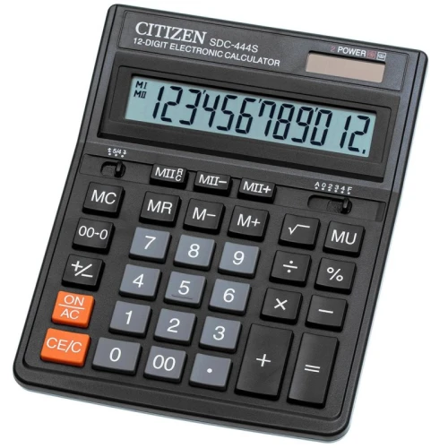 Калькулятор настольный Citizen SDC-444S, 12 разрядов, черный