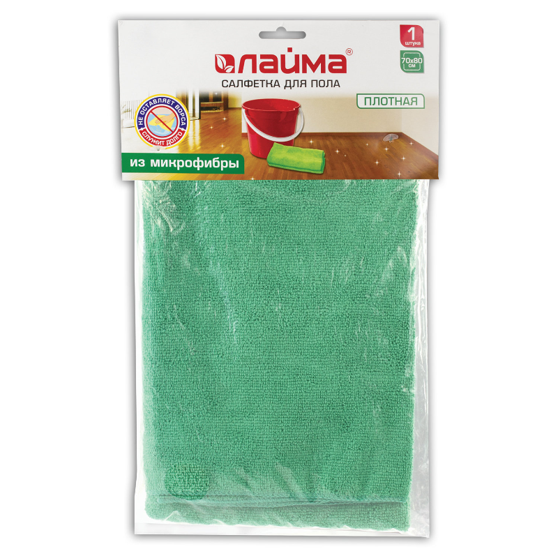 Тряпка для мытья пола LAIMA супер плотная, микрофибра, 70*80 см, зеленая