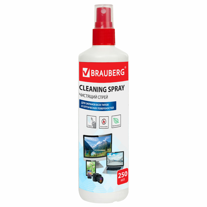 Чистящая жидкость-спрей BRAUBERG "Cleaning spray" универсальная, 250 мл