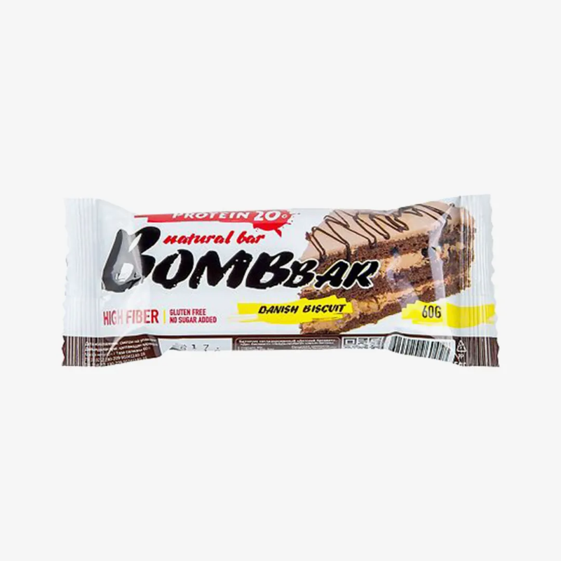 Батончик неглазированный "Bombbar" со вкусом датского бисквита 60 гр