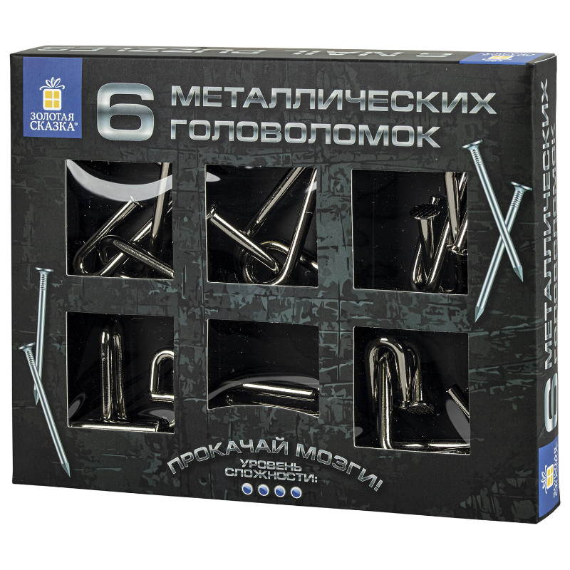 Головоломки металлические ЗОЛОТАЯ СКАЗКА "Гвозди" 6 шт.