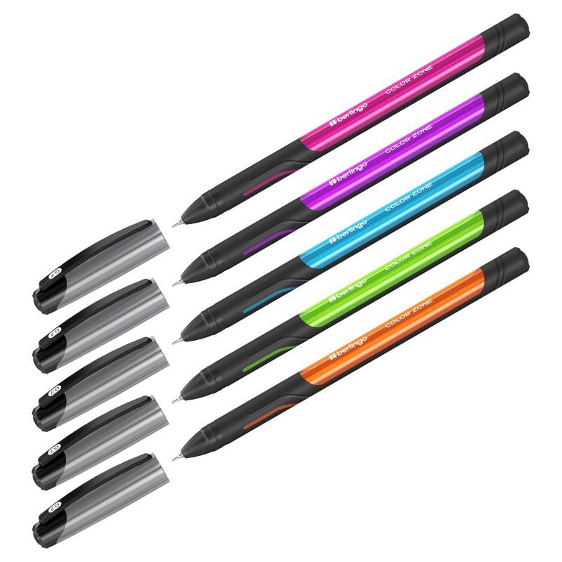 Ручка шариковая Berlingo "Color Zone stick" 0.7 мм, корпус ассорти, синяя