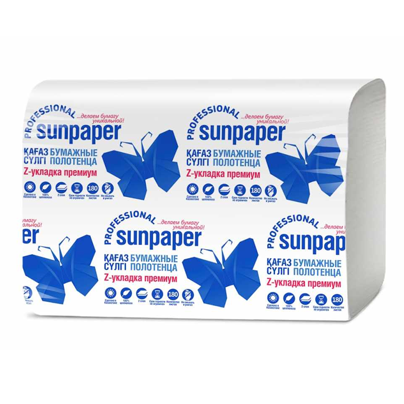 Полотенца бумажные Sunpaper "Premium" 2-слойные, 22*20 см, 200 листов