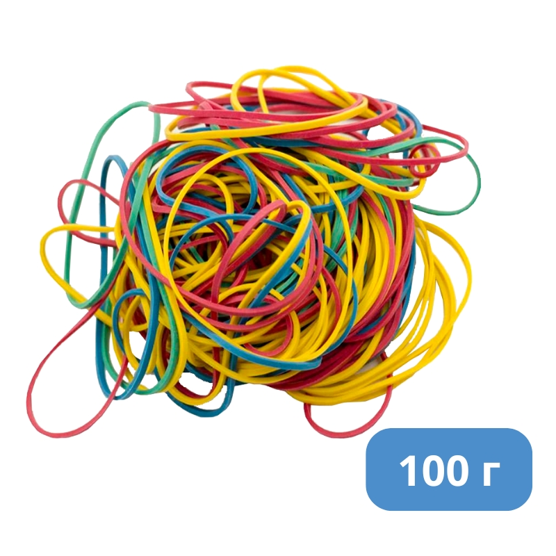 Резинки банковские Foska, 100 мм, каучук, цветные, 100 гр