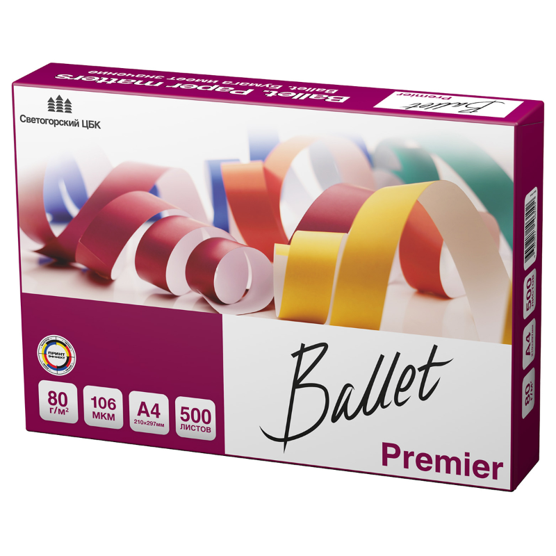 Бумага офисная Ballet "Premier" А4, 80 г/м2, 500 листов