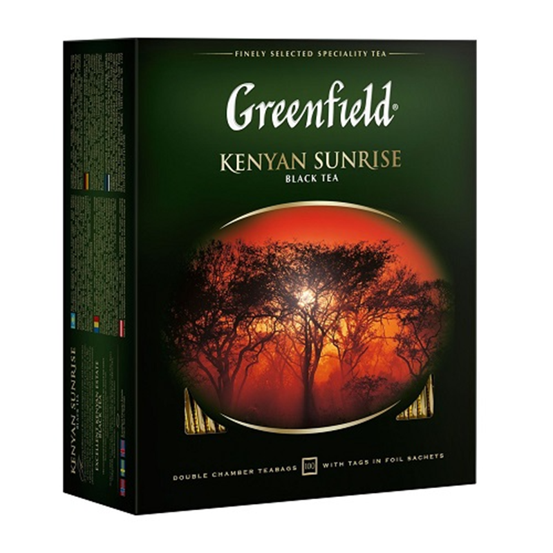 Чай GREENFIELD "Kenyan Sunrise" черный, 100 пакетиков