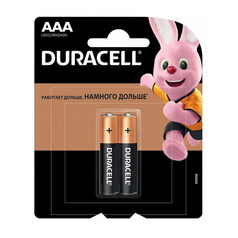 Батарейки Duracell "Basic" ААА (LR03) алкалиновые, 2 шт. в блистере
