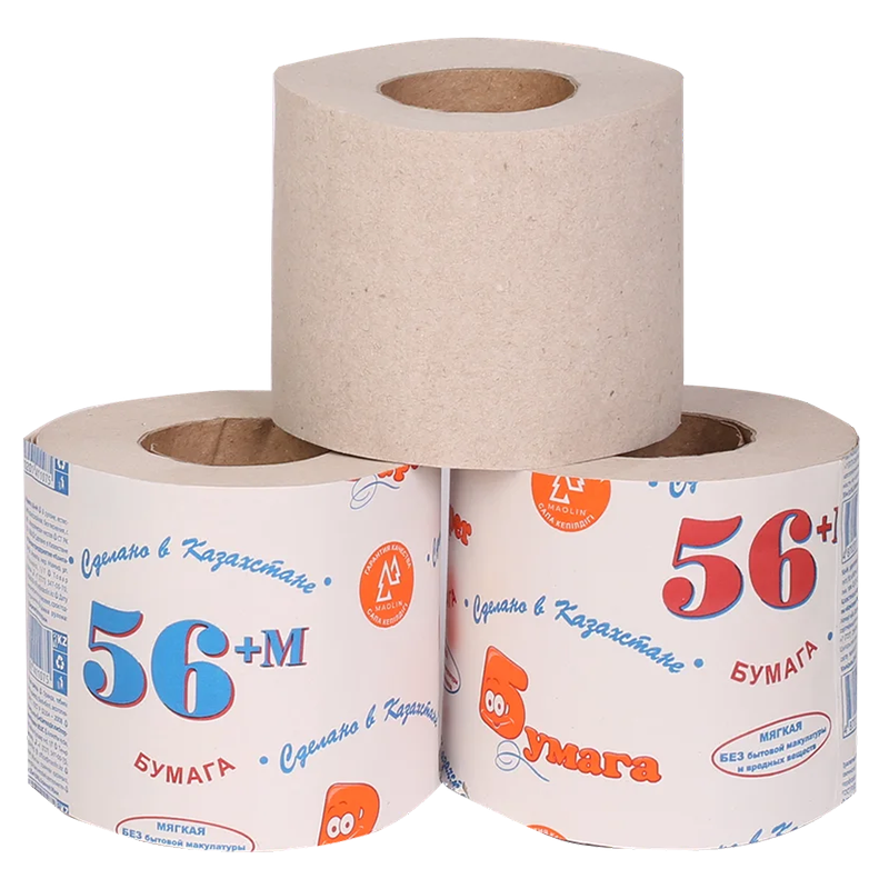 Туалетная бумага Маолин "56 М+" 1-слойная, серая, 10 шт.