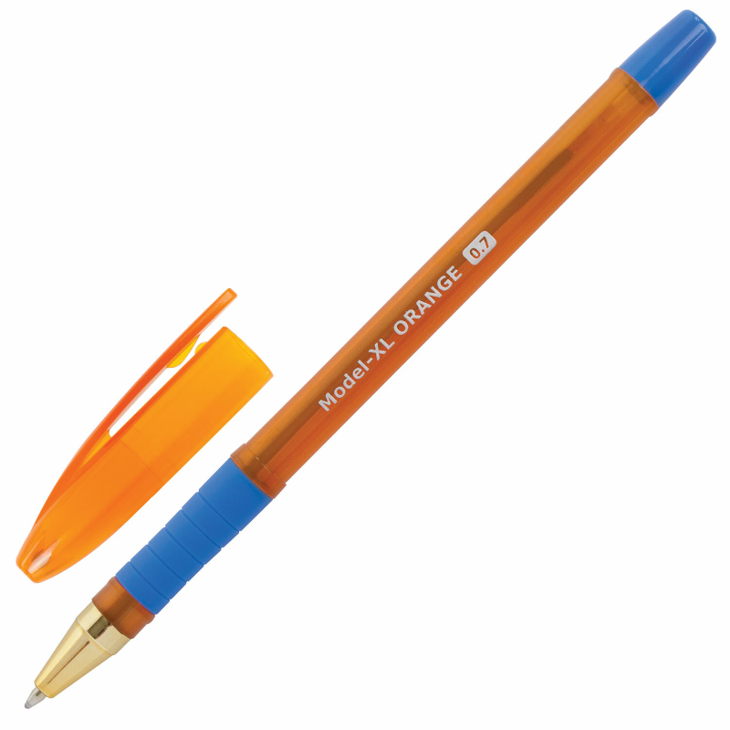 Ручка шариковая BRAUBERG "Model-XL ORANGE" 0.7 мм, оранжевый корпус, масляная, синяя