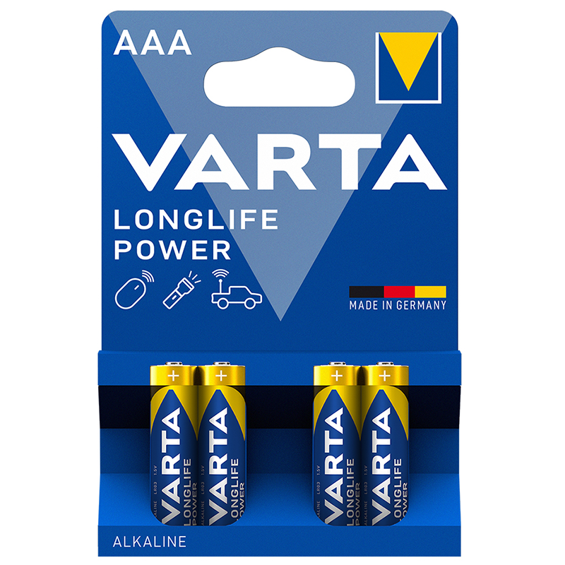 Батарейки VARTA Longlife Power ААА (LR03) алкалиновые, 4 шт. в блистере