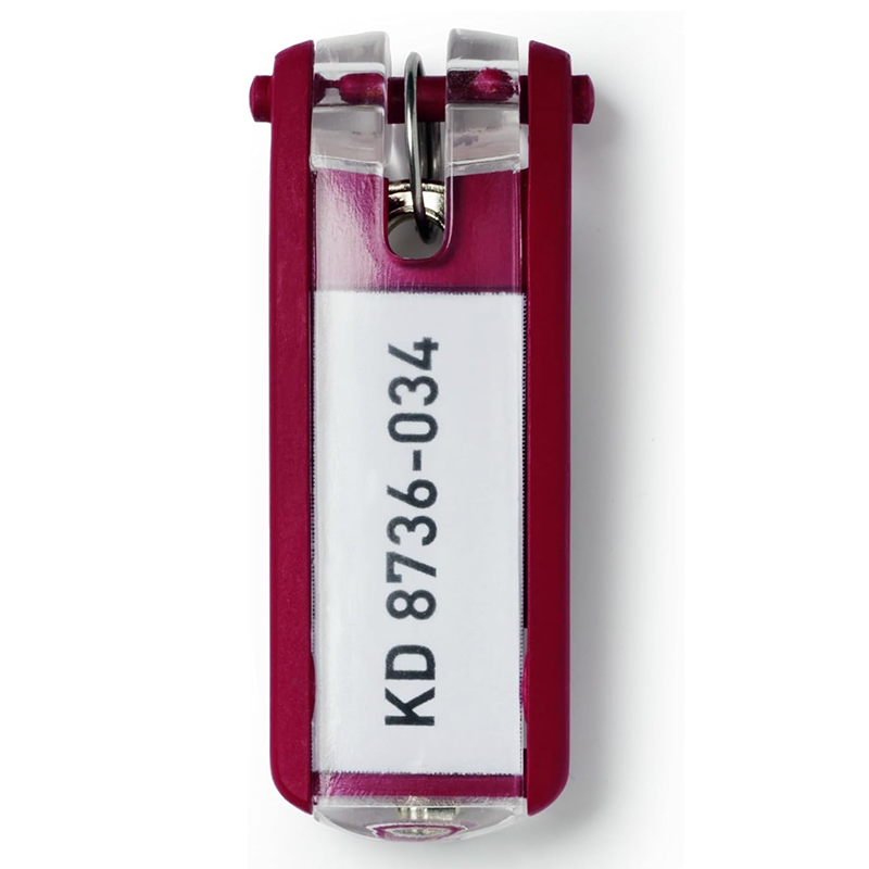 Брелоки для ключей DURABLE пластик 68 мм, красные, 6 шт.