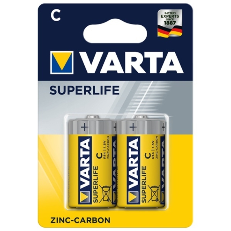 Батарейки VARTA SUPERLIFE бочонок С солевые, 2 шт в блистере