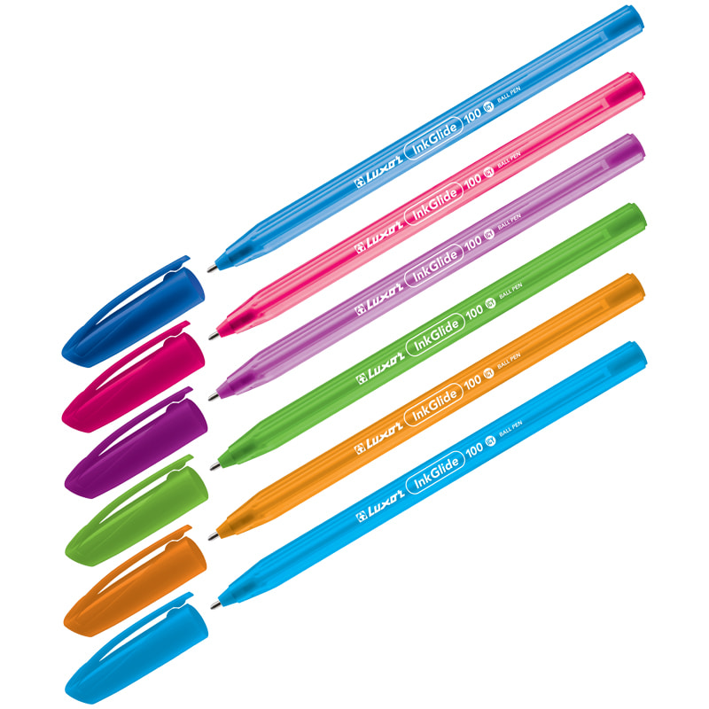 Ручка шариковая LUXOR "InkGlide 100 Icy" 0.7 мм, корпус ассорти, синяя